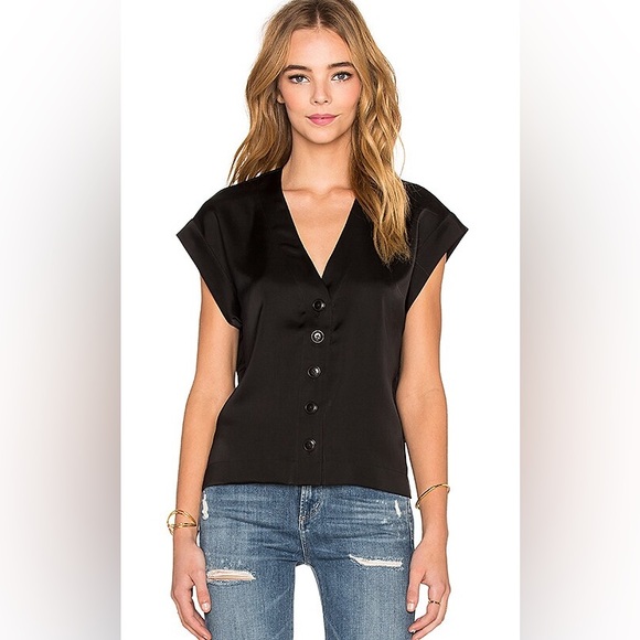 ATM V Neck Top in Black - Picture 1 of 11